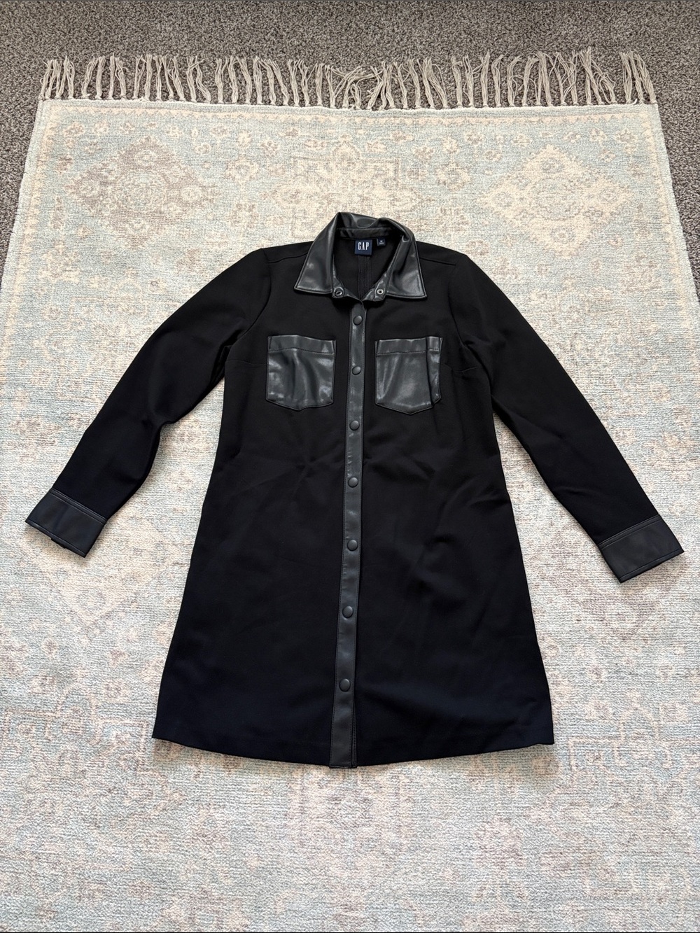 GAP Black Dress with Faux Leather Trim